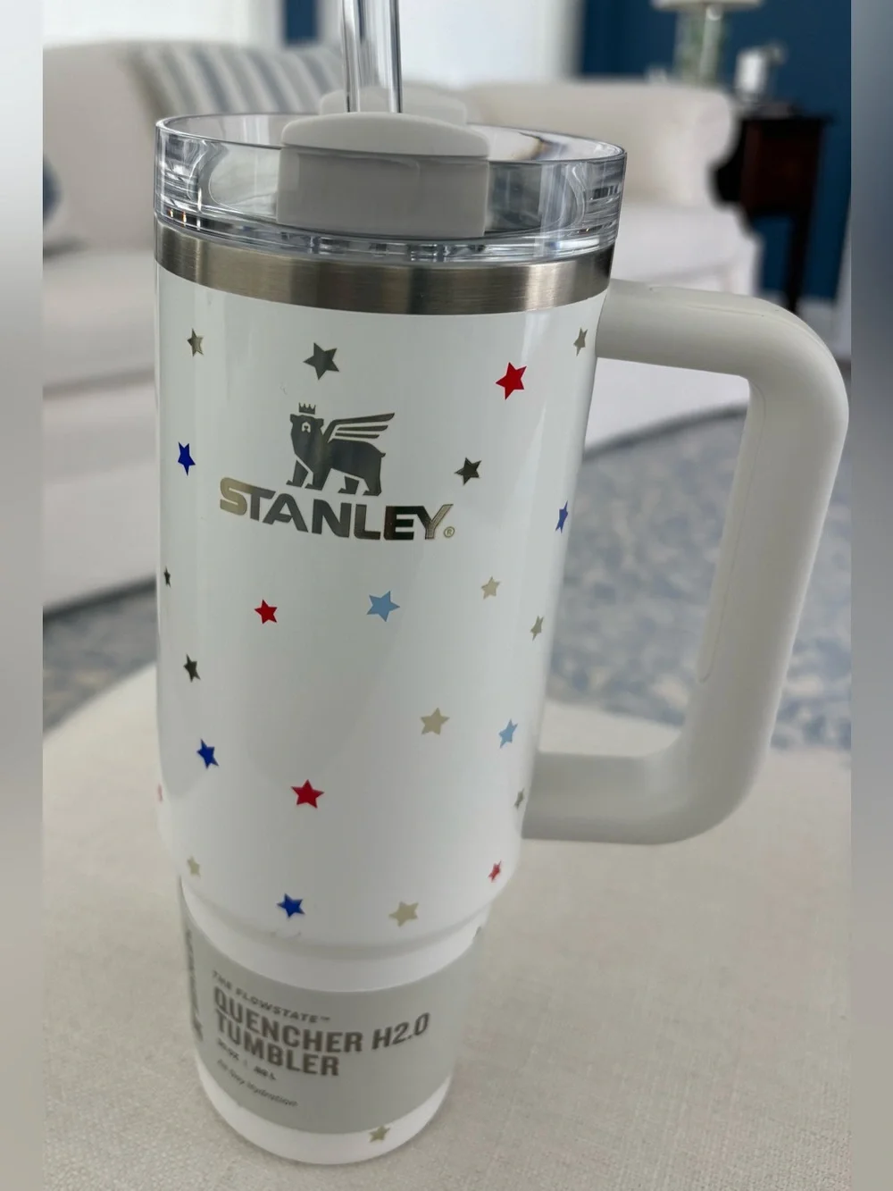 Stanley 30 Ounce Tumbler Cold Ice Hot White with Red, Silver, & Blue Stars🇺🇸